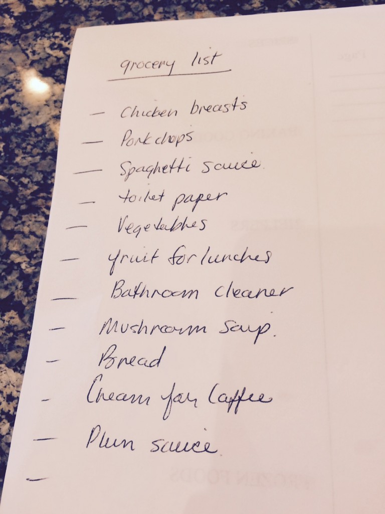 Old Fashioned Grocery List